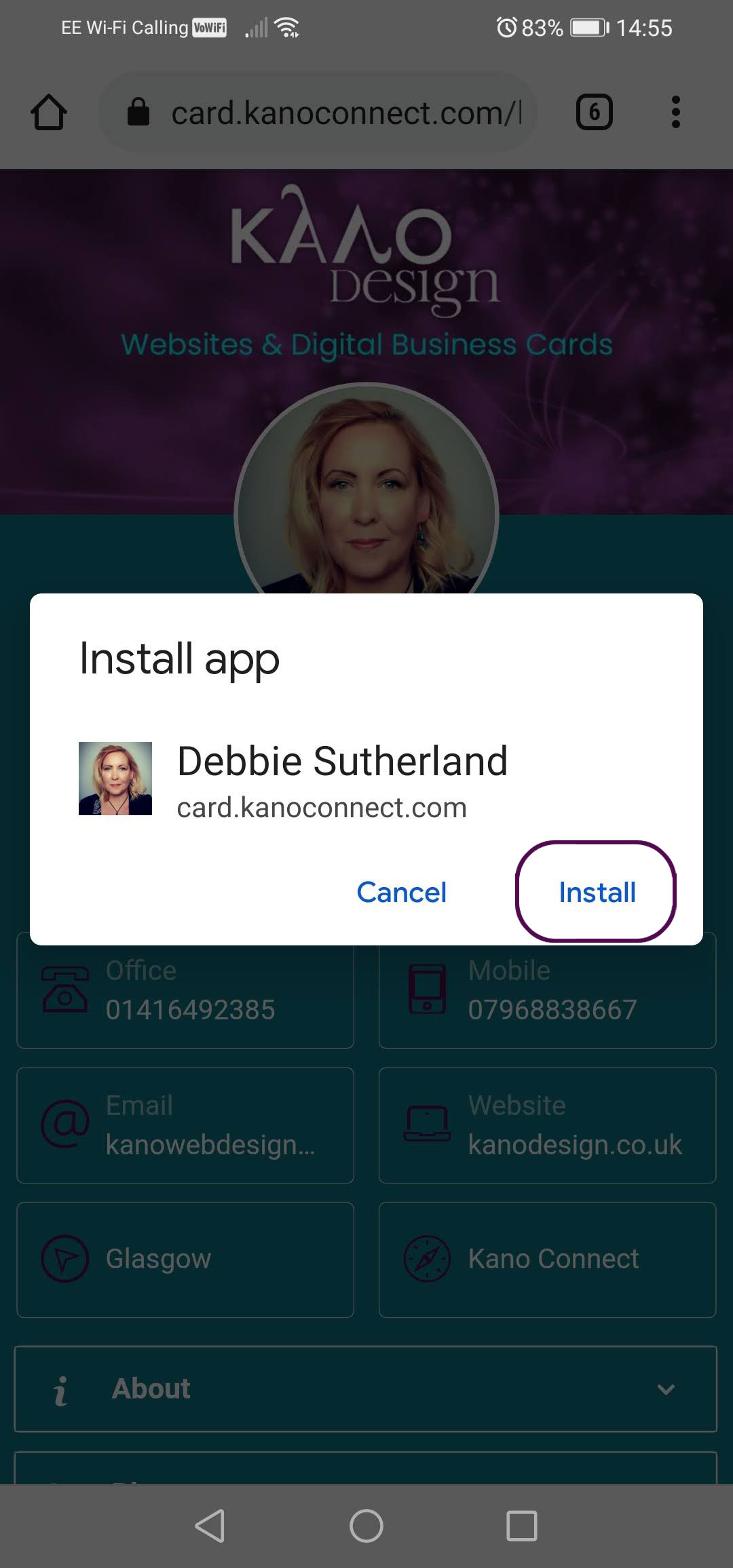 Saving Digital Business Card to Home Screen - Android